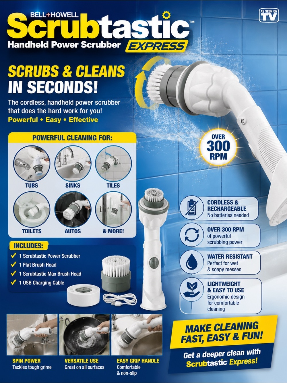 Scrubtastic Express Handheld Power Scrubber - White